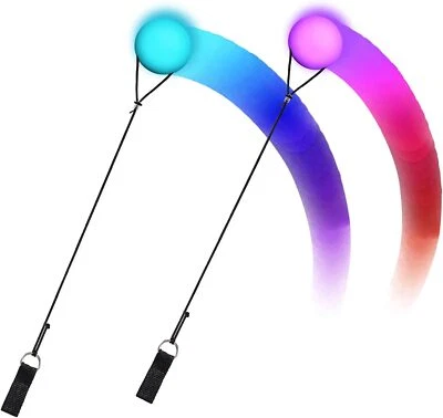 2 Stück LED Poi Bälle Set, Leuchtende POI Jonglierbälle mit Regenbogen - Bild 1 von 4
