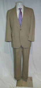 Southwick Paul Stuart Tan Solid Woven Vintage Two Button Suit 40L - Picture 1 of 21
