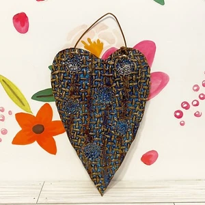 Handmade Folk Art Ceramic HEART Wall Hanger Artist Mindy Meyers - Picture 1 of 5