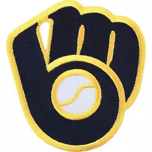 Milwaukee Brewers Balle & Gant Alternative Bleu Or Throwback Brodé Patch - Picture 1 of 1