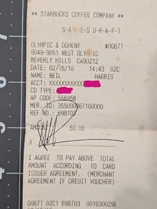 Neil Patrick Harris SIGNED Starbucks receipt Autograph signature w/ STORY - Picture 1 of 4