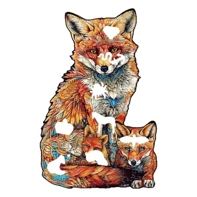 Rompecabezas de madera de zorro A5 formas de animales diversión familiar regalo adultos niños regalo de Navidad Foto 1 de 4