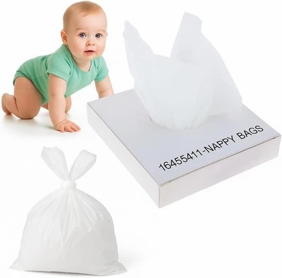 NAPPYS BAG 40 Nappy Sanitary Bags Baby Sacks Tie Handle Scented Hygienic