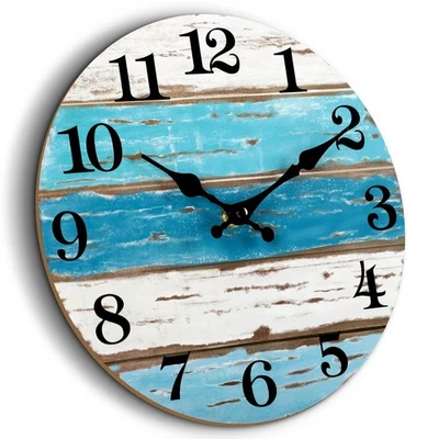 Wall Clock Beach Decor 12 Inch Coastal Nautical Ocean Clocks for Living Room,... Foto 1 de 4
