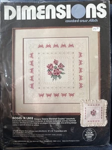 Dimensions Counted Cross Stitch Kit Roses ‘N Lace Vintage 1986 Neu Sonstige Lesen - Bild 1 von 7