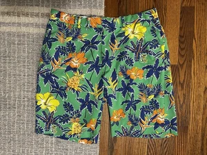 RLX Ralph Lauren Green Floral Hawaiian Performance Golf Shorts Mens Size 35 36 - Picture 1 of 6