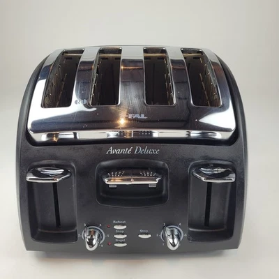 T-Fal Avante Deluxe Toaster 4-Slice Bagel Wide Slot Black Chrome 5328.42 Tested - Image 1 of 4