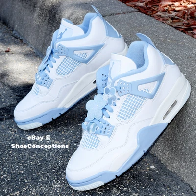Nike Air Jordan 4 Retro Shoes "Forget Me Not" White HV0823-100 Multi Sizes NEW - Image 1 of 4