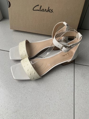 NUOVI SANDALI CLARKS SHEER25 CINTURINO MORBIDO BIANCO COMBI PELLE SCARPE UK TAGLIA 5 5