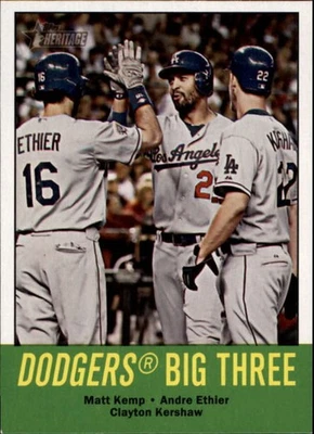 2012 Topps Heritage #412 Matt Kemp/Andre Ethier/Clayton Kershaw NM-MT Dodgers - Image 1 of 2