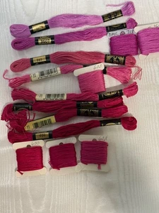 Vintage DMC Embroidery Floss Lot Of. 14 Shades of Pink DK To Lt - Picture 1 of 4