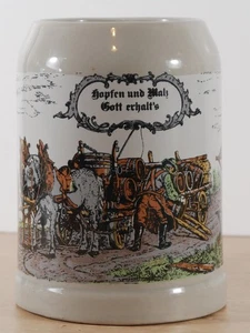 Vintage German Beer Stein 0.5L Hopfen und Malz Stoneware Brewery Scene - Picture 1 of 8