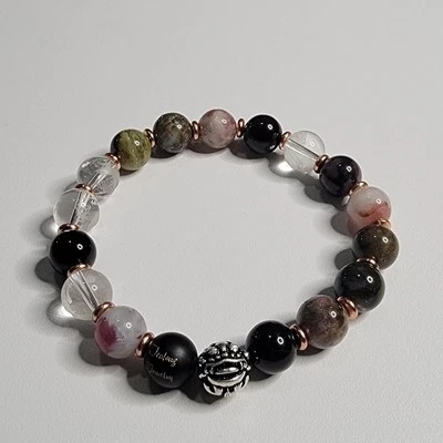 Sterling Silver Gold Lucky Dragon AA Tourmaline Copper Gemstone Bracelet - Image 1 of 2