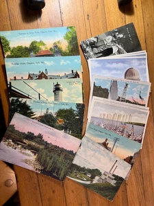Antikes Lot von 14 (4 sind gebraucht) Wisconsin WI Postkarten 1910-1915 über 100 Jahre alt - Bild 1 von 5