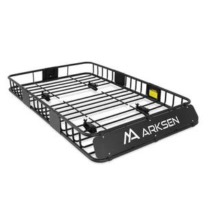 64" Universal Black Roof Rack Cargo Carrier w/ Extension Luggage Hold Basket SUV - Picture 1 of 6