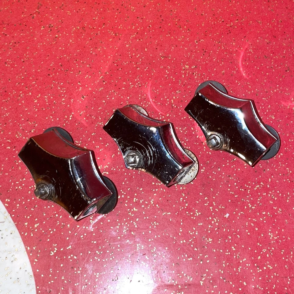 Set of 3 Vintage FIBES Floor Tom Leg Mounts Brackets Holders Parts Corder Darwin - Image 1 of 2