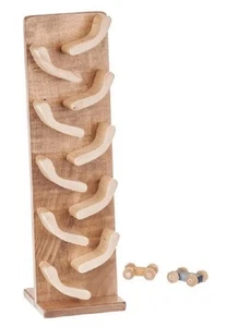 FLIP CAR ROLLER TRACK in Maple & Walnut Finish - Amish Handmade Wood Toy - Picture 1 of 3
