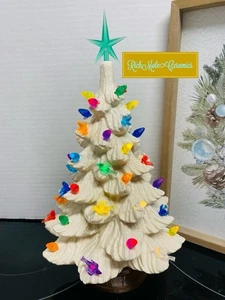 9 Inch Ceramic Tree White , Multi Color Lights  - Picture 1 of 3