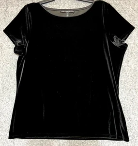 WHBM Mujer Talla XLarge Negro Terciopelo Manga Corta Elegante Cuello Redondo Top Nuevo sin Etiquetas SH - Imagen 1 de 5