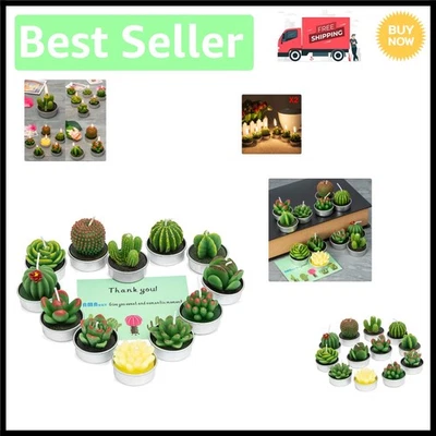 Delicate Handmade Cactus Candles - 12 Unique Designs for Decorative Use - Image 1 of 4