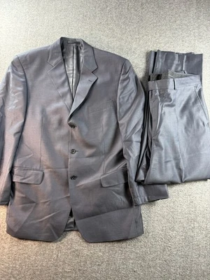 Terno de lã LANIFICIO F.LLI CERRUTI DAL 1881 PRESTIGE AZUL MARINHO CINZA ESCURO 2 PEÇAS - Imagem 1 de 4