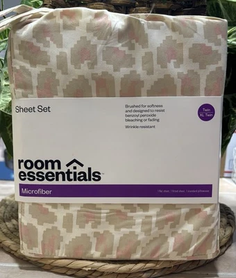 Комплект простыней из микрофибры Twin / Twin XL розовый леопардовый принт мишень 3 шт. НОВЫЙ - Изображение 1 из 3