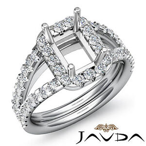 Diamond Engagement Vintage Ring 1Ct 14k W Gold Emerald Semi Mount Halo Pave Set