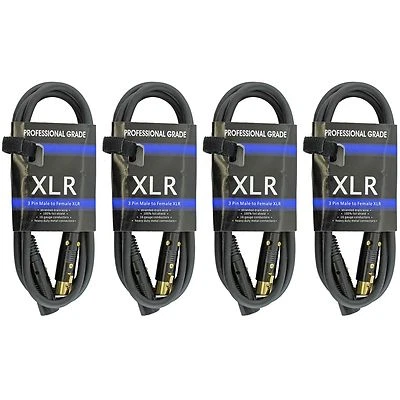 4 LOT pack 3pin shielded xlr male to female 16 ga gauge cables for DMX lighting - Image 1 of 3