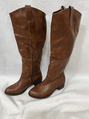 Rampage Italie Marrón Imitación Cuero Mujeres Montar Cremallera Hasta la Rodilla Botas Zapatos 7M Usadas en Excelente Condición Foto 1 de 4