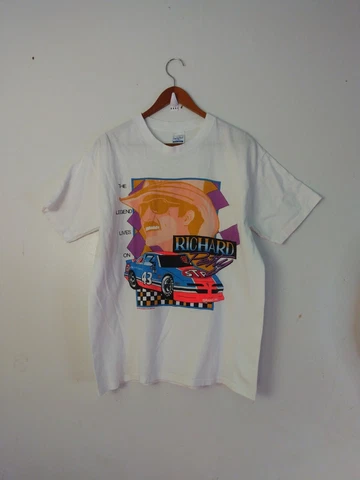 š„Vintage 80s Richard Petty NASCAR Racing Single stitch USA Made T-shirt Size L Cover