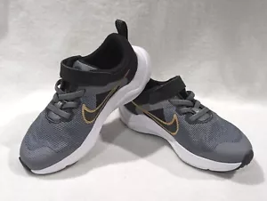 Nike Downshifter 12 NN (PSV) Cool Grey/Gold Girl's Sneakers - Size 11C NWB - Picture 1 of 9