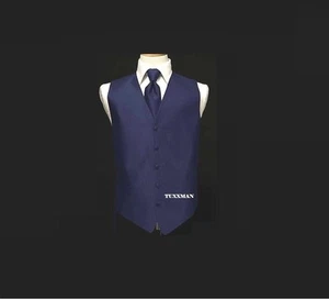 Cardi Navy Blue Herringbone Tuxedo Vest Long Euro Tie S M L XL XXL XXXL - Bild 1 von 2