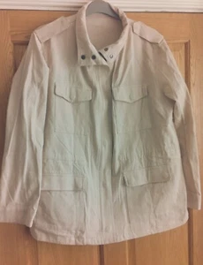 Denim Cream Jacket Shacket SZ XXL collared Pockets Utility military Illy Bela BN - Picture 1 of 5