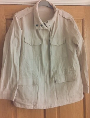 Denim Cream Jacket Shacket SZ XXL collared Pockets Utility military Illy Bela BN - Image 1 of 4