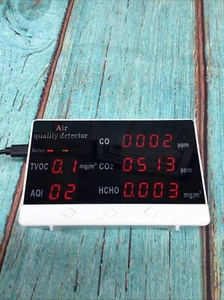 5 in 1 Air Quality Monitor Indoor CO2 Meter TVOC HCHO AQI CO Detector - Picture 1 of 5