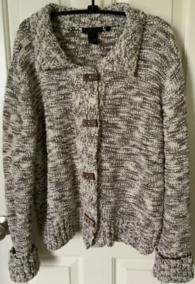 Cárdigan Suéter Chaqueta Nomadic Traders Tejido Varigado Grande Artístico Botón Talla L Foto 1 de 4