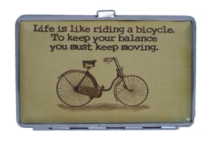 QBOT life is like riding a bicycle BUSINESS CARD HOLDER credit card case wallet - Picture 1 of 7