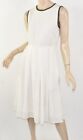 CEFINN Eggshell White Gauze Sleeveless Pleated Knee-Length Dress S 4