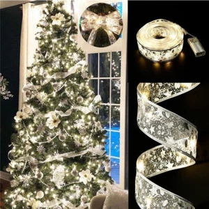 Led Christmas Ribbon String Christmas Lights Christmas Tree DecorationGift Decor - Picture 1 of 13