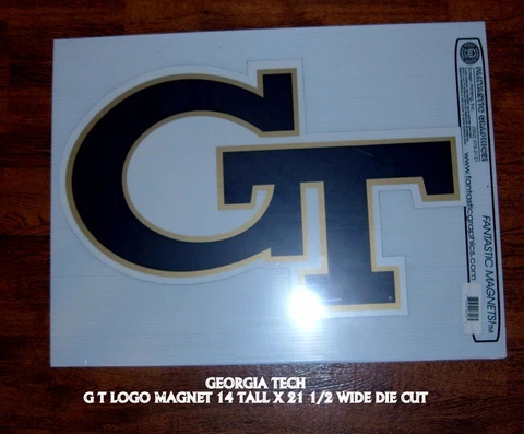 GEORGIA TECH GT 19X16  DIE CUT JUMBO AUTO MAGNET set of two YELLOW JACKETS NEW Cover