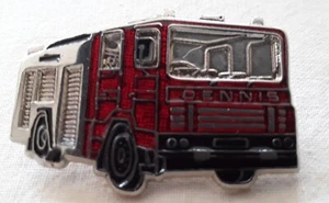 Vintage Fire Engine Dennis Truck Silver And Red Badge Mint Condition  - Picture 1 of 3