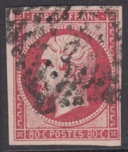 FRANKREICH 1852, Y&T #17B - NAPOLEON III - 80c - GEBRAUCHT - AUSLÖSCHUNG? - Bild 1 von 2