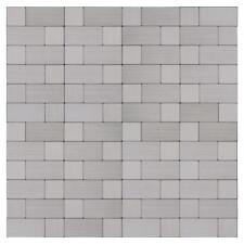 Peel and Stick Modern Rectangles Grey Metal Mosaic Tile Backsplash Wall MTO0214