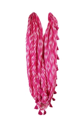 Echo Pink Printed Circular Waves Infinity Loop Scarf OS - Image 1 of 3
