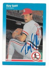 RAY SOFF 1987 FLEER AUTOGRAPHED SIGNED # 309 ST. LOUIS CARDINALS