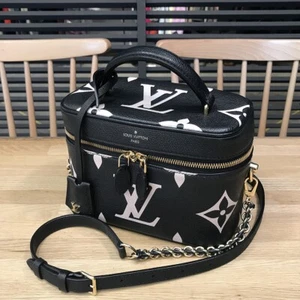 Mint! Louis Vuitton Empreinte Bicolor Black Vanity Bag Chain Strap M45780 Auth - Picture 1 of 10