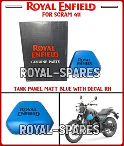 100% Genuine Royal Enfield "TANK PANEL MATT BLUE WITH DECAL RH" For Scram 411 - Picture 1 of 18