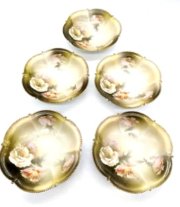 RS Germany Porzellan Beerenschalen Wildrose 5er Set Gold Perlenrand Vintage - Bild 1 von 9