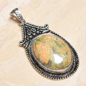 Handgemacht Unakit Jaspis Edelstein 925 Sterling Silber Anhänger 2.5 " #P17279 - Bild 1 von 1