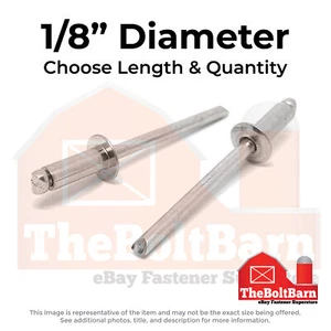 1/8" Diameter Dome Head Blind Rivets SS/SS Mandrel (Choose Grip Range & Qty) - Picture 1 of 7